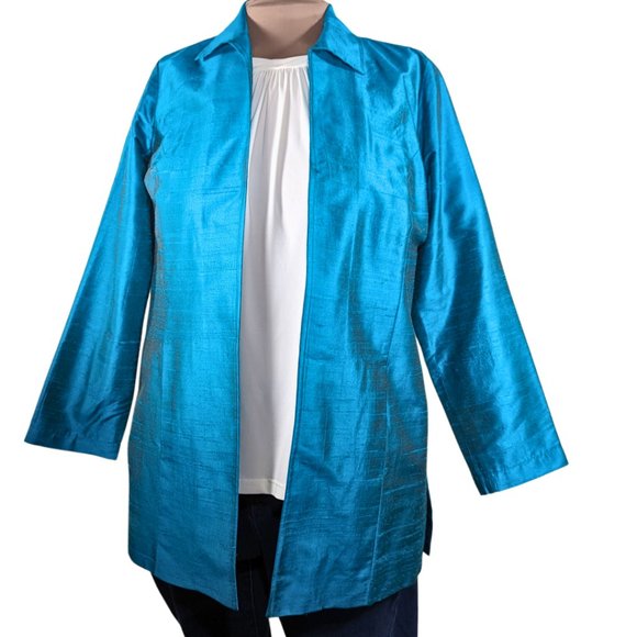 Chico's Jackets & Blazers - Chico's Size 1 Silk Lined Emerald Green Blazer Jacket NWT Vintage